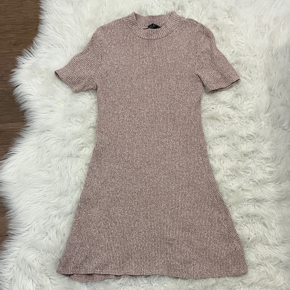 Forever 21 Ribbed Mock Neck Mini Dress - Rose